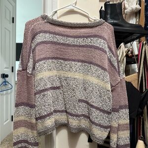 Striped Purple and Cream Women's Sweater
